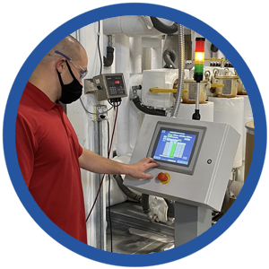 maintenance technician touching screen